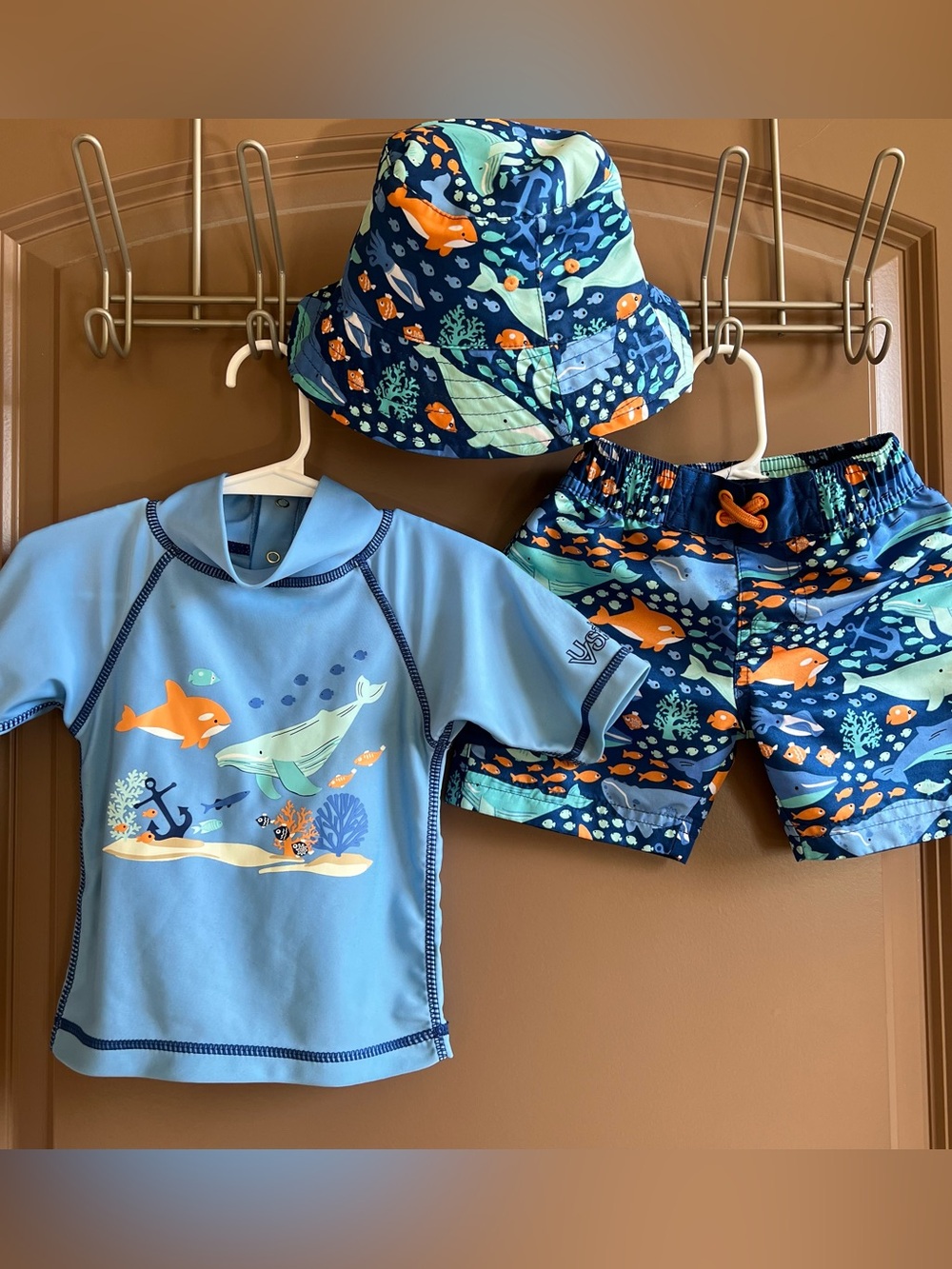 UV Skinz Ocean Whale Shark Swim Set Hat Rash Guard 12-18M